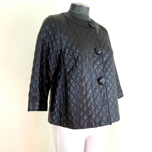 VINCE Leather Quilted Jacket Size 6 - Picture 2 of 8